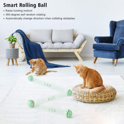 LED-kattenbal, zelfdraaiend, USB-oplaadbaar, groen 1