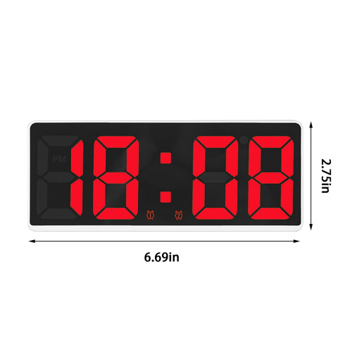 LED Digital Alarm Clock with Large Display - Multi-Function Bedside Clock, Adjustable Brightness, Voice Activated, Night Mode, Snooze, White Frame 2