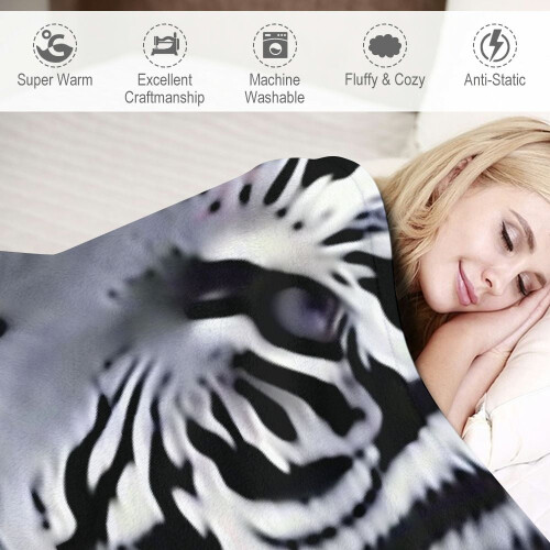 White Tigers Flannel Blanket 150x200cm 2