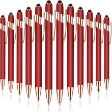 12-delad kulspetspenna med stylusspets, 1,0 mm svart bläckmetallpenna, styluspenna för pekskärmar, 2-i-1-styluspenna