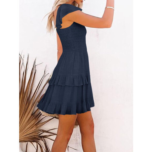 Γυναικεία καλοκαιρινά φορέματα, casual boho φόρεμα με βολάν, μίνι φόρεμα με στρώσεις 1