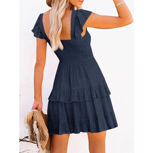 Γυναικεία καλοκαιρινά φορέματα, casual boho φόρεμα με βολάν, μίνι φόρεμα με στρώσεις 2