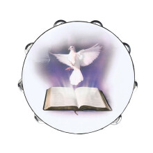 Dove Bible Double Row Bells Tambourine Hand Drum Bells Musical Instrument Rhythm Percussion Tambourine for Adults Kids