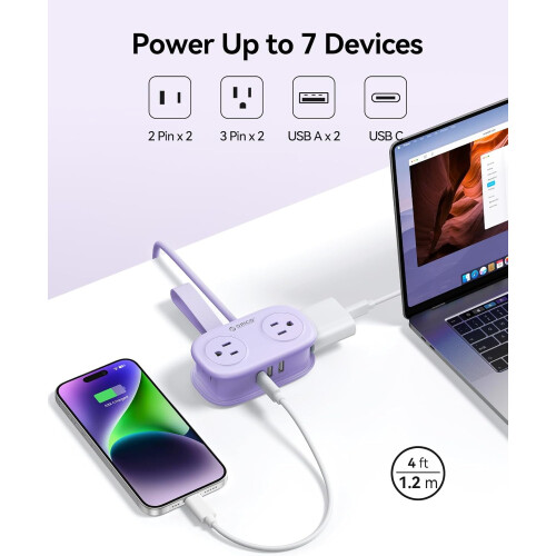 ΜωβΠολυπρίζο Ταξιδιού 7 σε 1 με 4 AC, 2 USB-A, 1 USB-C 2