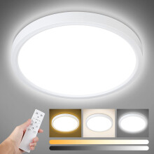 Dimmable Round LED Ceiling Light 8.7", 18W, 3000K-6000K, Remote Control, Flush Mount, White – Compatible with Standard Wiring