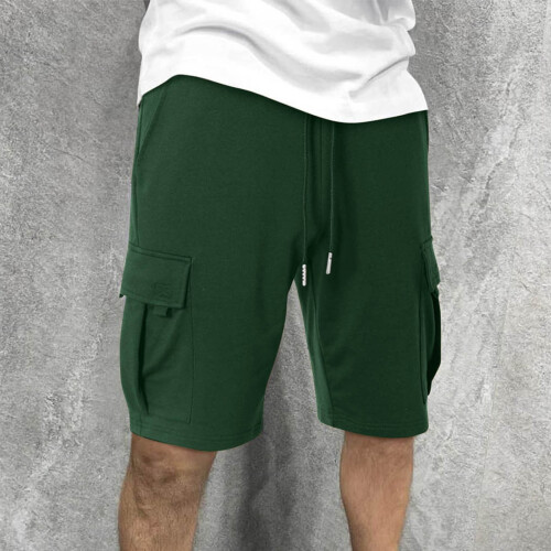 Ανδρικό Σορτς Casual Casual Μονόχρωμο Παντελόνι με Κορδόνι στη Μέση, Αθλητικό Σορτς 2
