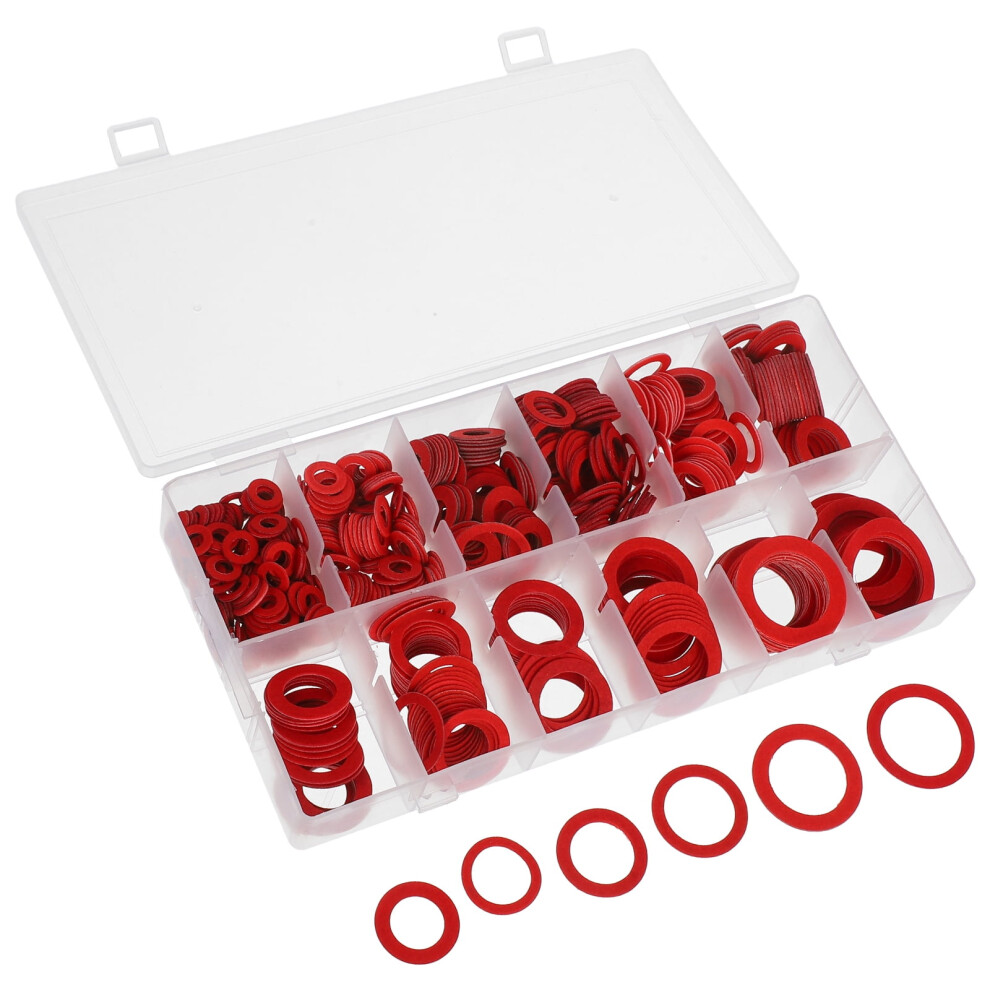 600 Pieces Red Steel Paper Insulating Washer Set Assorted Sealing Washers For Hardware Insulation Small Washers 9557311399817
