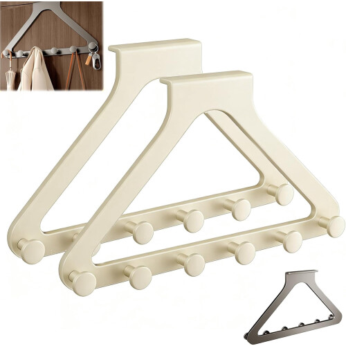 Cabideiro de porta com 6 ganchos, branco, 2 peças