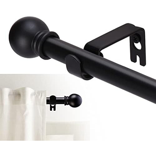 Bare de perdea, negru mat, 48-93 inci, 5/8 inci, rezistente