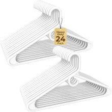 Lot de 24 cintres en plastique de qualité – Cintres blancs robustes et épais (9 kg) pour manteaux, vestes et jeans – Compatibles avec les