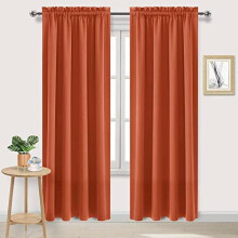 Tende termiche oscuranti, a risparmio energetico e fonoassorbenti, color ocra bruciata, 132x213 cm, set da 2, con passante per asta, compatibili con