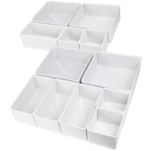 12-Pack Foldable Fabric Drawer Organizers for Underwear, Socks, Bras, Baby Clothes, Towels & Ties (White)