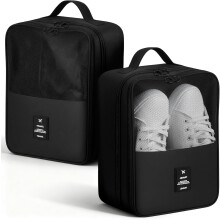 2-Pack Shoe Travel Bags, Waterproof Twill, 2-Layer, Fits 3