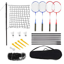 Badminton Set for Kids: Racket, Net with Poles, Shuttlecocks, 4-Player Set