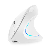 2.4G draadloze verticale muis, oplaadbare ergonomische muis met 3 instelbare DPI-niveaus, vloeiende verlichting, plug-and-play, wit