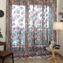 2 Panels Floral Sheer Curtains, Durable Tulle Voile Curtain, Rod Pocket Window Drapes for Living Room, 39 x78 inches, Burgundy