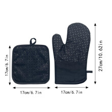 Gants de cuisine en silicone résistants à la chaleur, doublure matelassée et surface antidérapante – 1 paire, 37 cm, noirs