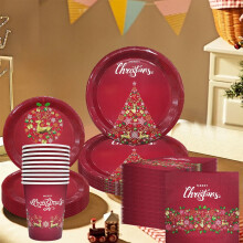 Assiettes et serviettes en papier de Noël – Lot de 10 articles jetables pour les fêtes, compatibles avec la décoration de Noël