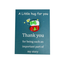 MOQIN Christmas Resin Pocket Hug Greeting Cards – Festive Thank You Cards, 3.5"x2.8", Cute Winter Design