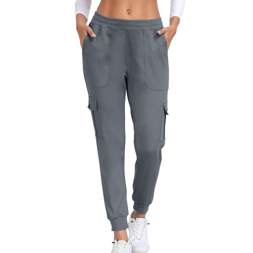 lulshou Women's Plus Size Cargo Pants with Pockets Casual Solid Color Drawstring Work Pants Trousers