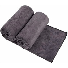 2-pak bløde grå badehåndklæder, meget absorberende og hurtigttørrende mikrofiberhåndklæder til krop, sport, yoga, spa, fitness (27"x54")