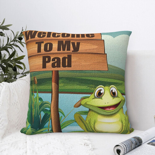 Housse de coussin décorative grenouille rustique 50 x 50 cm