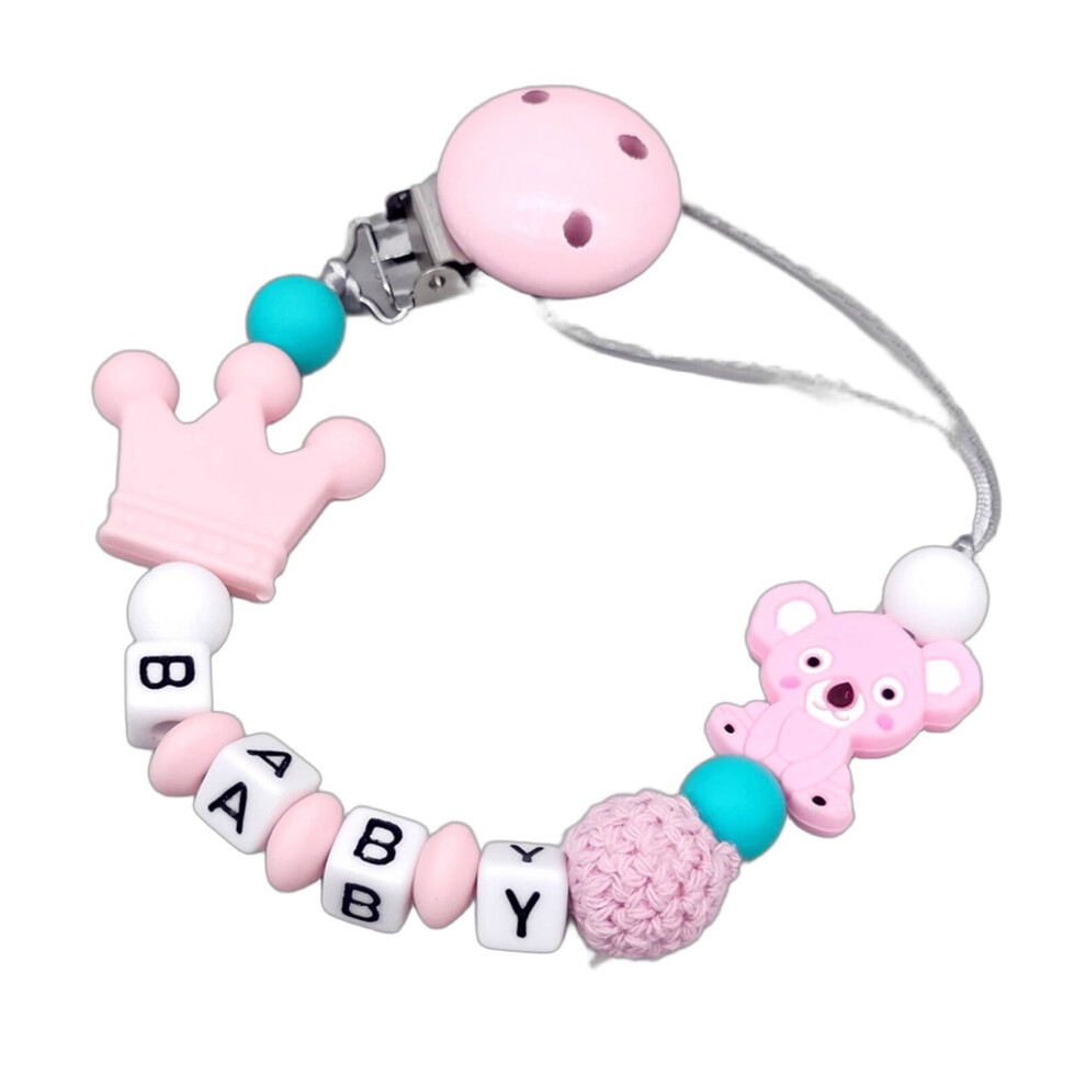 Pacifier Clip,Baby-Safe Pacifier Clips Baby Girl,Soft Silicone Fun Design Binky Clips, Pink