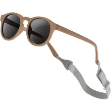 Flexible Sturdy Infant Sunglasses and Strap, Light Brown