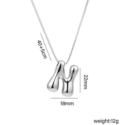 Bubble Letter Necklace Silver Gold Initial Pendant 1