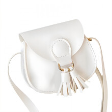 GASTROPOD Mini-Geldbörse, robuste und flexible Handtasche für Kleinkinder, Handtasche mit Quasten für kleine Mädchen, weiß