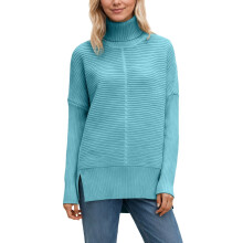 Pulls pour femmes à col roulé, pulls en maille, tuniques à manches longues pour l'automne et l'hiver, doux, classiques et décontractés, bleus
