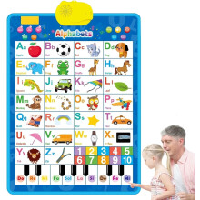2026 Top-Rated Kids Talking Wall Chart, English-Spanish Bilingual Learning Poster with ABCs, Numbers, Animal Words, Songs & Piano(LR 1 PC)