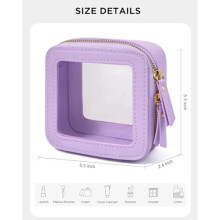 Klar TSA-godkendt toilettaske, mini makeup-organisator med lynlås til håndbagage – kompatibel med rejseartikler (lilla)