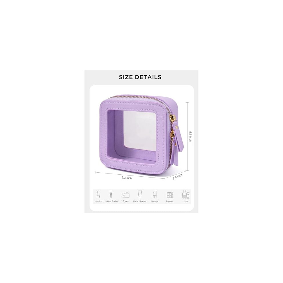 Purple Clear Tsa-Approved Toiletry Bag, Mini Zippered Makeup Organizer For Carry-On Â Compatible With Travel Essentials (Purple)