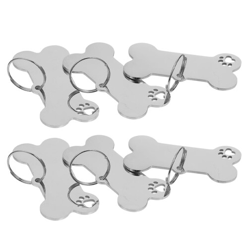 6 Pcs Pet Name Tags ID Dog for Medium Dogs Kit Silver
