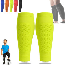 Shin Defender, Shin Guards Kids with Honeycomb Pads, 2 Pack Shindefender Shins Guards Soccer for Ski Youth Adult(Green,L(Age 14-18))