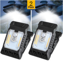 Lampy solarne LED z klipsem i czujnikiem ruchu, 3 tryby, ładowanie USB – kompatybilne z ogrodem, bramą, tarasem, schodami, patio i kempingiem