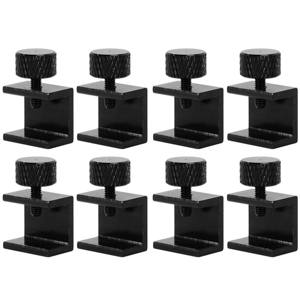 Glass Clamp Adjustable Fixation Black 8Pcs 0.59X0.39x0.55in Aluminum Alloy 9149926266174