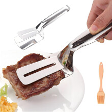 Pinza da cucina in acciaio inox da 30 cm con manico estensibile antiscottatura - Pinza multifunzionale per bistecche, barbecue, pancake e pizza
