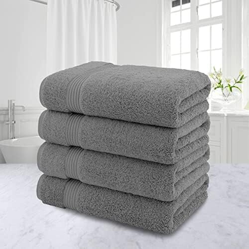 , Πετσέτες μπάνιου 100% βαμβάκι για μπάνιο 4 τεμάχια, 27x54 εξαιρετικά μεγάλες