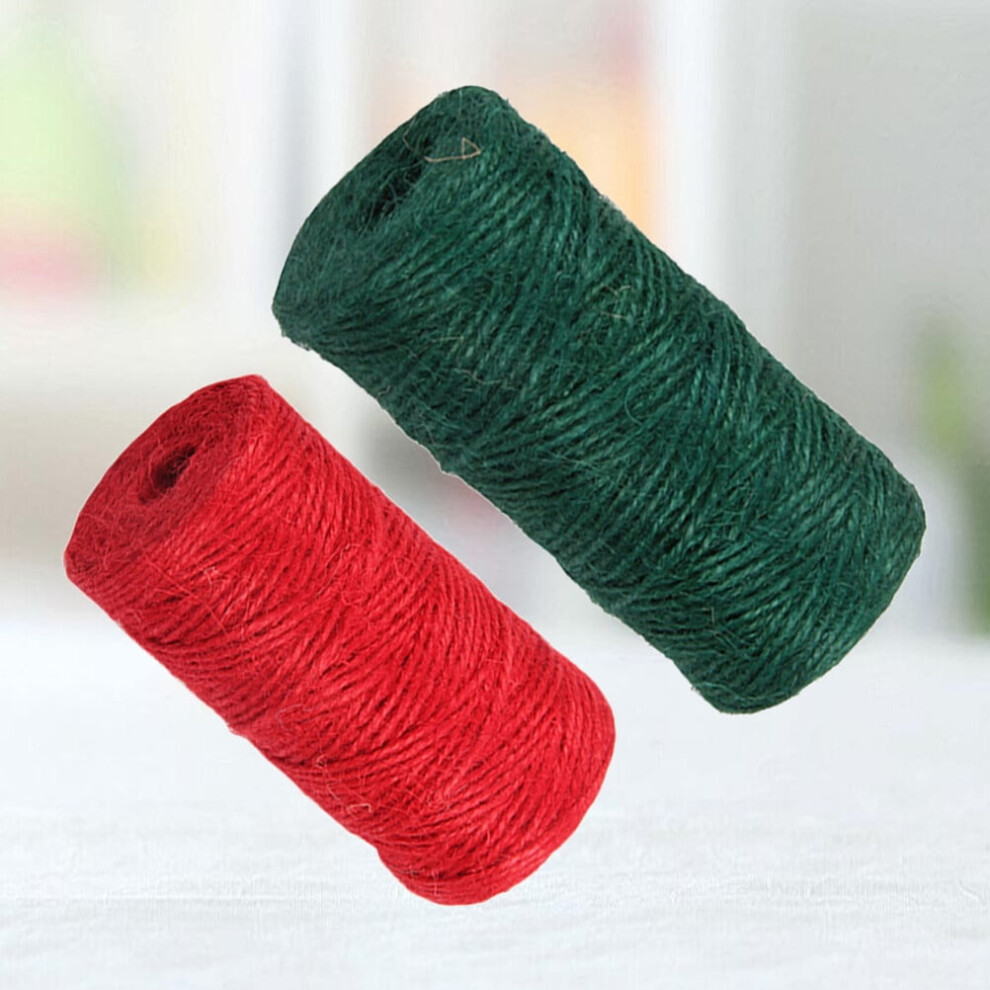 2Pcs Colored Jute Twine For Crafts And Wrapping Cotton Rope 50M Red 100M Dark Green 9327961583184