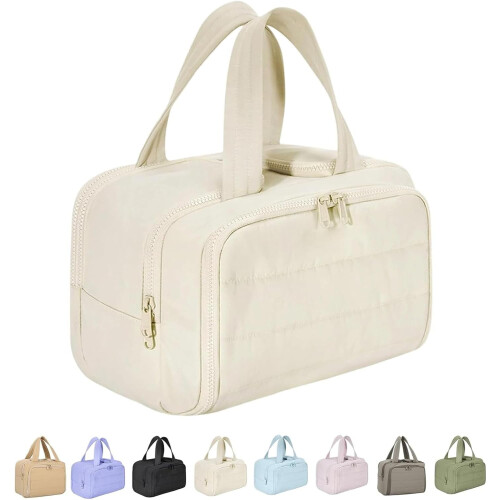 Necessaire Maison Ginza Cloud – Impermeável, com 4 compartimentos para itens secos e molhados, alça e ideal para viagens.