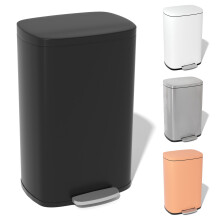 Poubelle haute de 49 litres en acier inoxydable avec couvercle et pédale – Convient pour la cuisine, le bureau, la chambre et la salle de bain