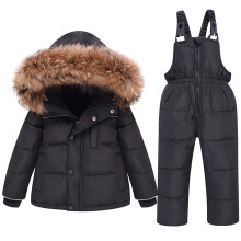 Kids Ski Suit Set Waterproof Windproof Thermal Insulated Winter Snow Play Fleece-Lined Warm Outdoor Snowsuit Coat and Pants Set(Black#2,3 Years)