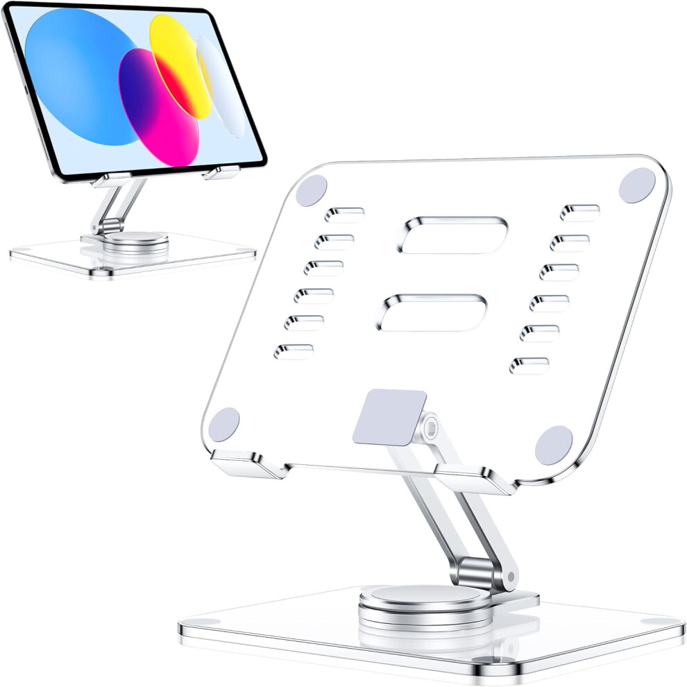 Acrylic 360 Rotating Tablet Stand Â Foldable, Adjustable & Transparent; Compatible With Ipad Pro, Air, Mini & More 9313598996336