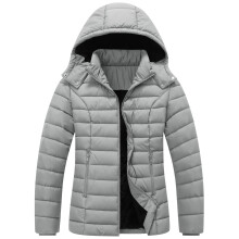 Damen-Steppjacke mit Kapuze, grau