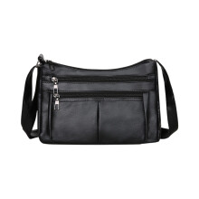 Bolso de hombro para mujer, bandolera con múltiples cremalleras y correa ancha, bolso de mano moderno de piel suave con múltiples bolsillos, color