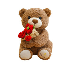 Teddybär-Plüschpuppe mit Blumen, 30 cm