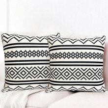 Ensemble de 2 housses de coussin Ă pois noirs, 45 x 45 cm, lin, style champĂŞtre, compatibles avec les coussins standards