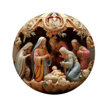 Nativity Scene Ornaments, 3.14" Dia, Christmas Tree Hanging Decor, Birth of Jesus Religious Gifts for Christians & Family